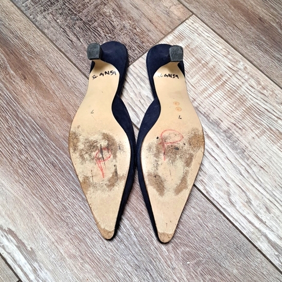 Dezario Blue Elegant Mules with Minimalist Design Rhinestone Accent Size 7 - Picture 4 of 7